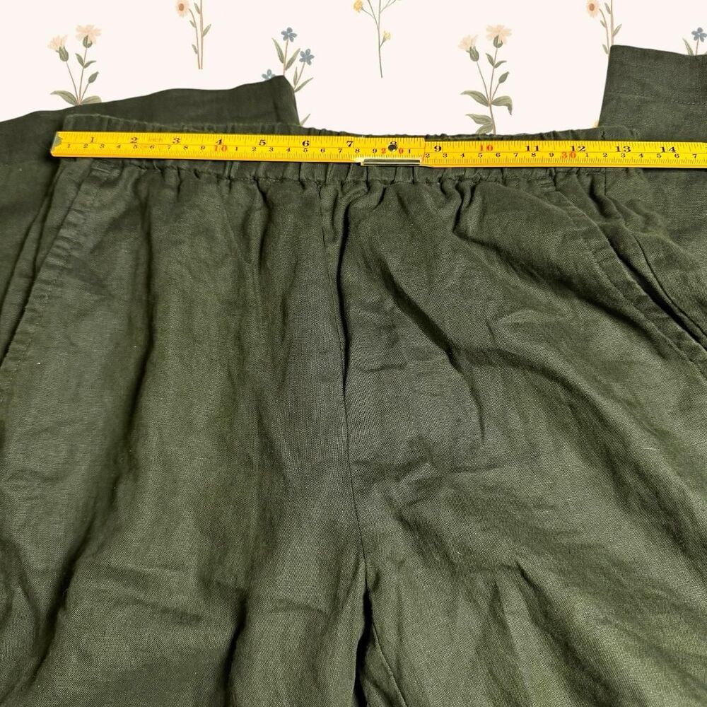 Eileen Fisher Olive / Forest Green 100% Organic Linen Wide-Leg Pants XXS - Picture 5 of 6